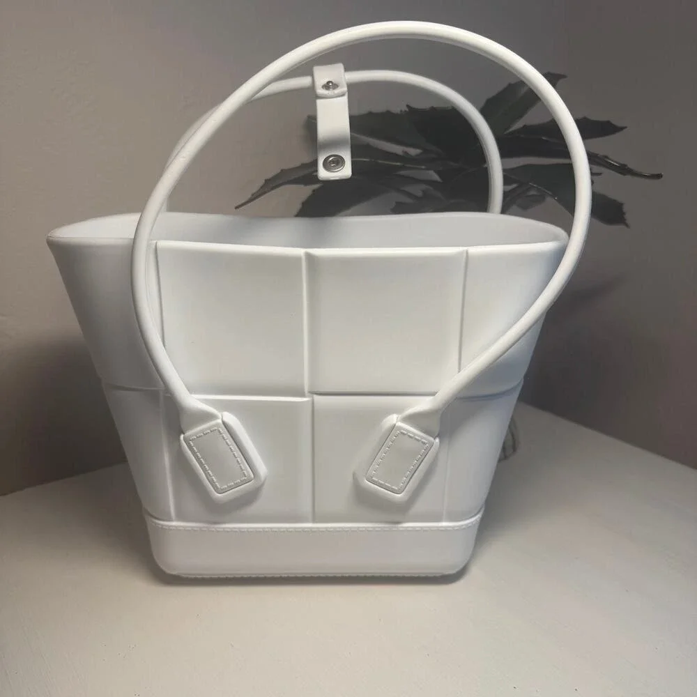 Bottega‎ Veneta Mini Arco Rubber White Tote Shoulder Bag Purse